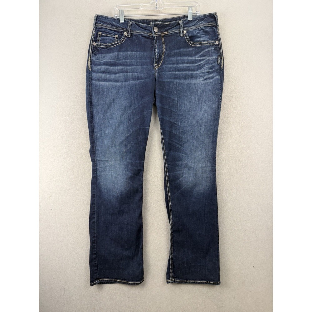 Silver Jeans Suki Mid Slim Boot Women's 18 L33 Dark Wash Stretch Denim Blue Jean